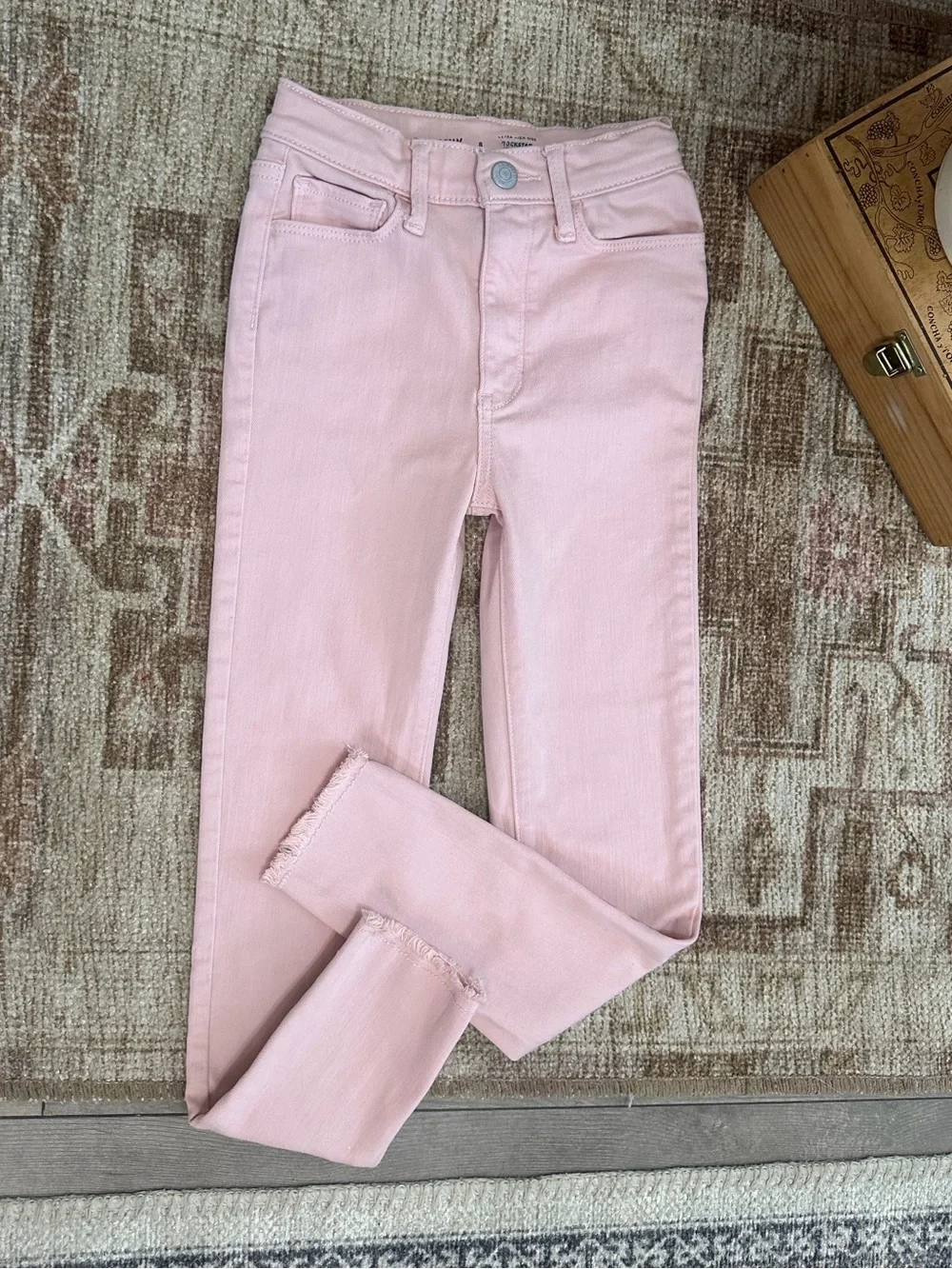 Old Navy Girls Extra High Rise Light Pink Rockstar Jeggings Skinny Jeans sz 8